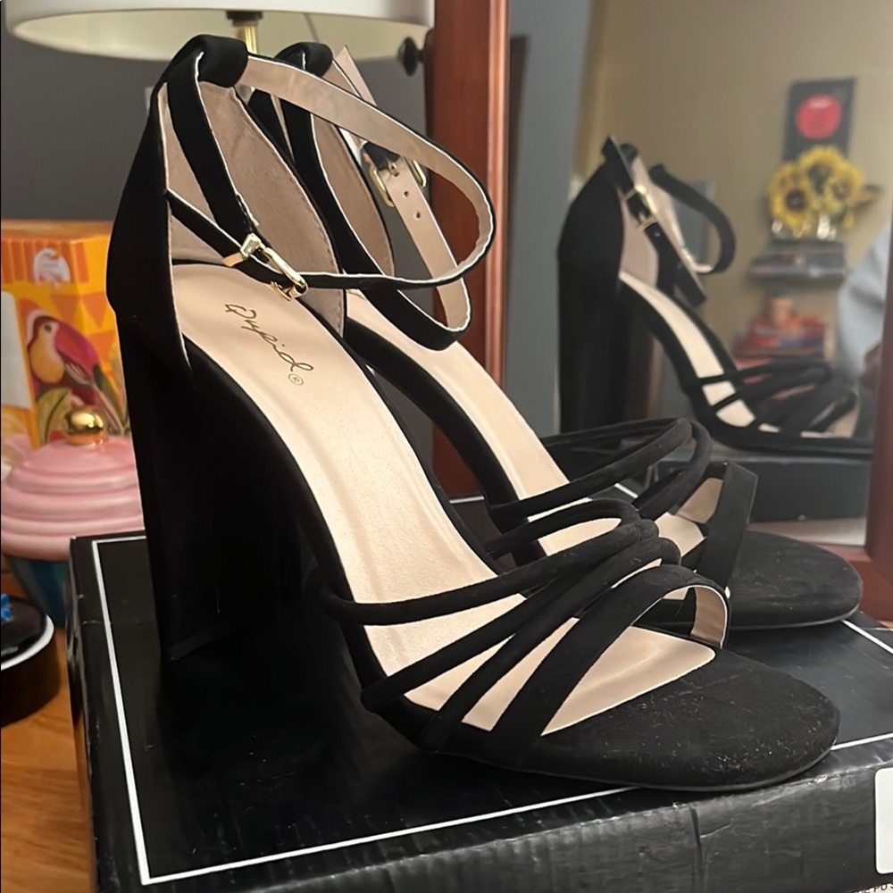 Women's Black Strappy Heels